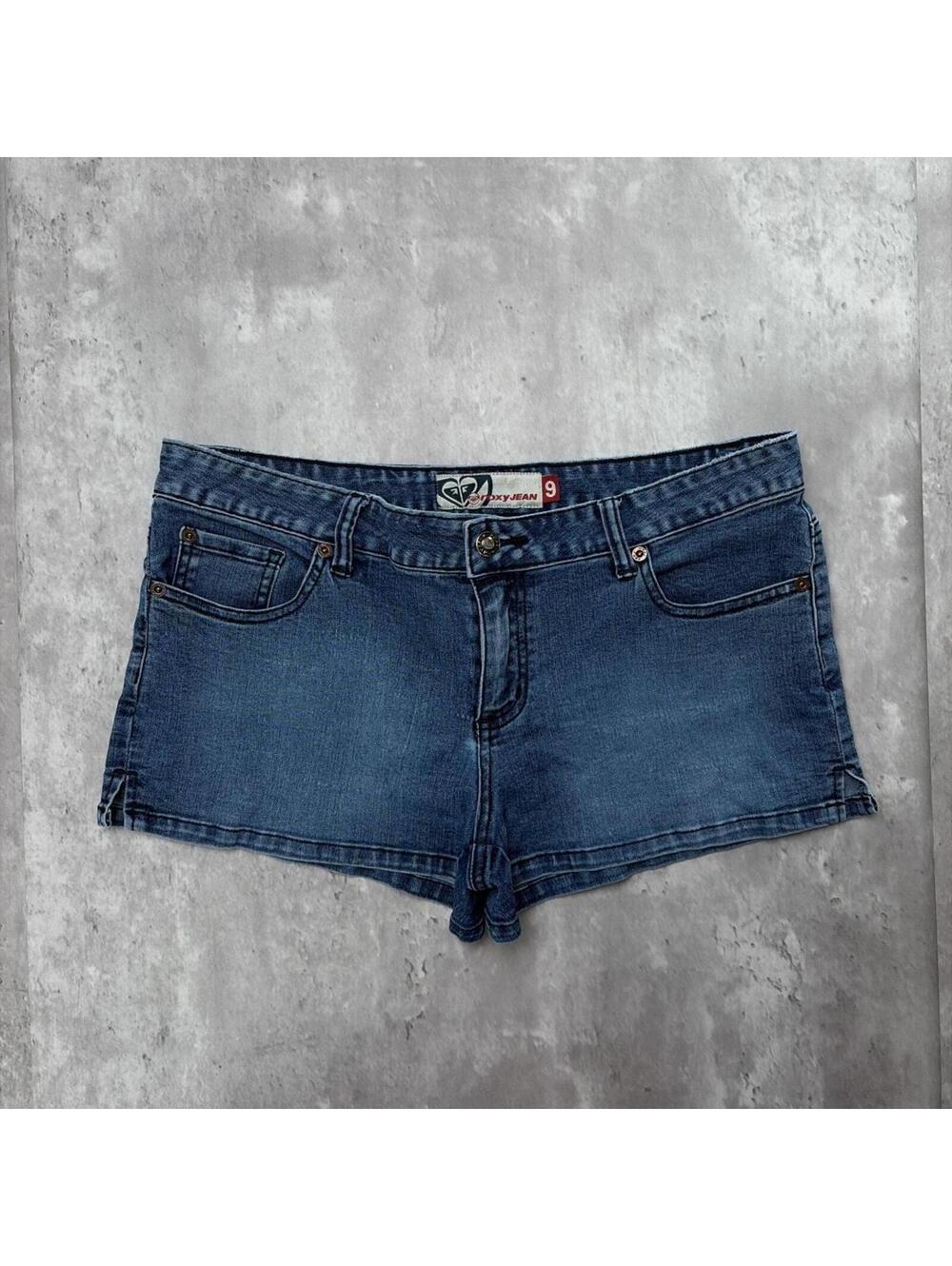 Y2K Dark Wash Roxy Jean Surf Grunge Mini Denim Shorts